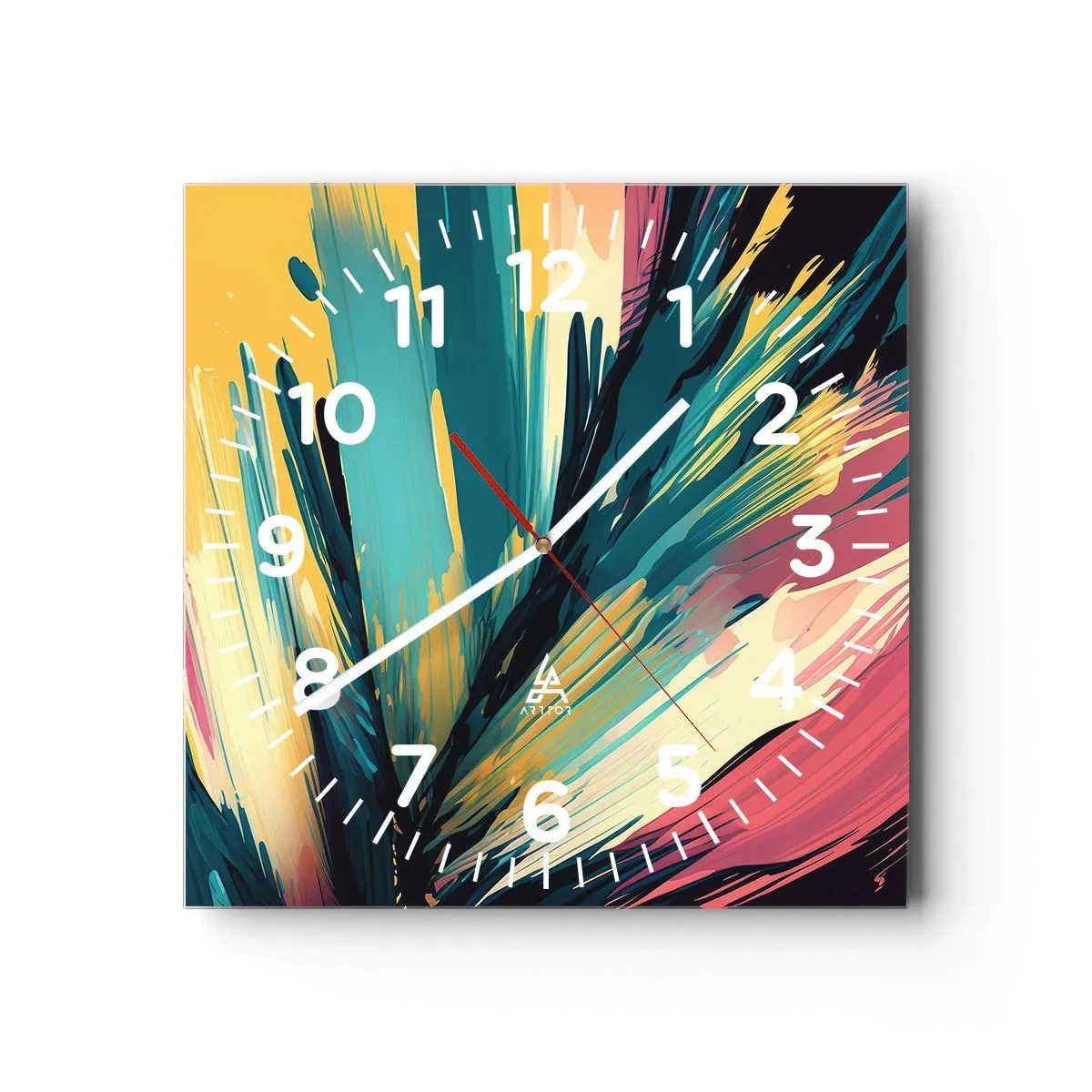 Wanduhr - Glasuhr - Komposition – eine Explosion der Freude - 40x40 cm