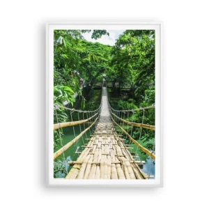 Poster in einem weißen Rahmen - Monkey Bridge über das Grün - 70x100 cm