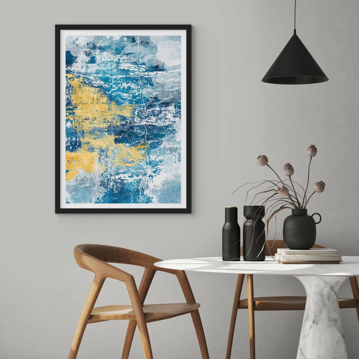 Poster in einem schwarzem Rahmen - Abstraktion voller Wetter - 70x100 cm