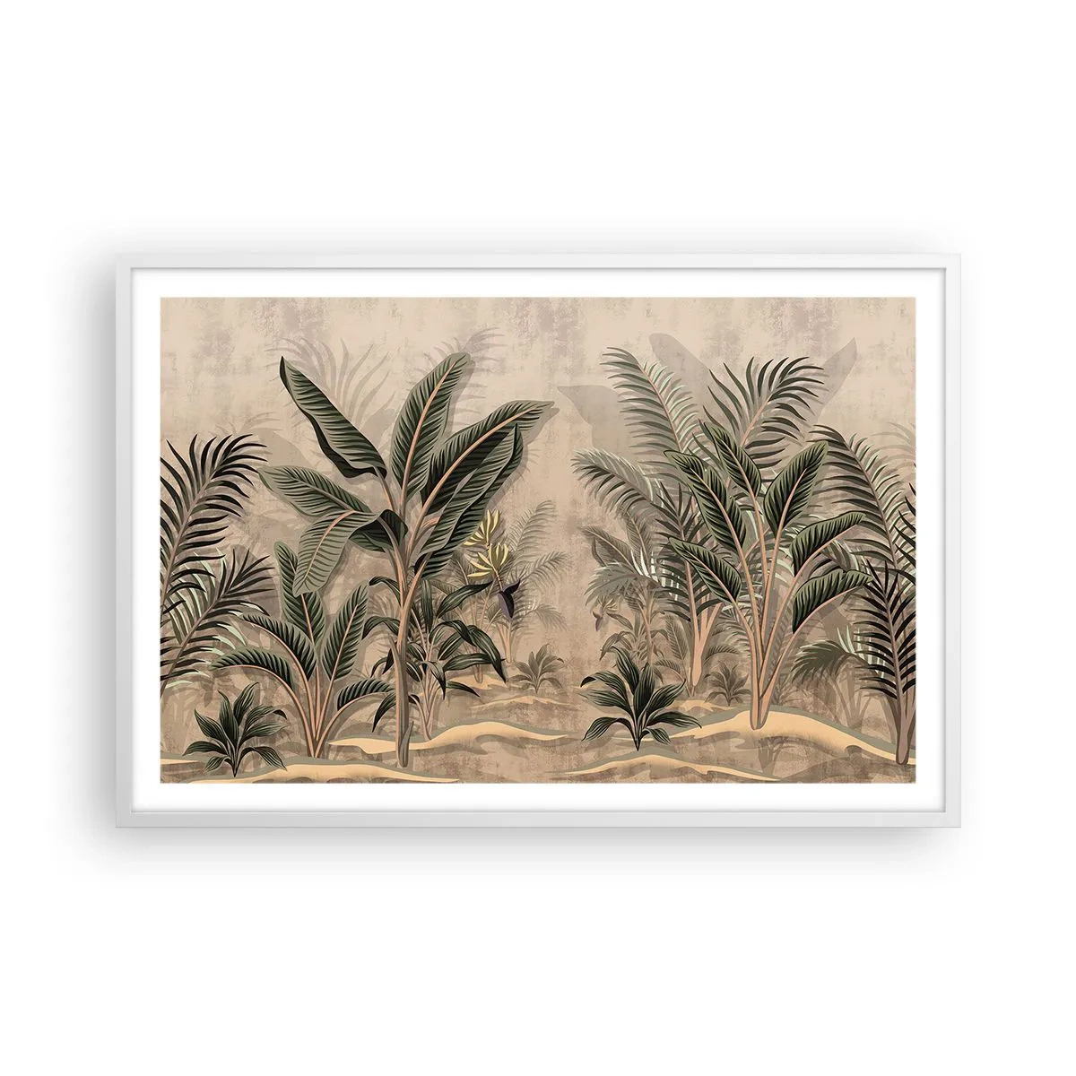 Poster in einem weißen Rahmen - Eine Gravur im Kolonialstil - 91x61 cm