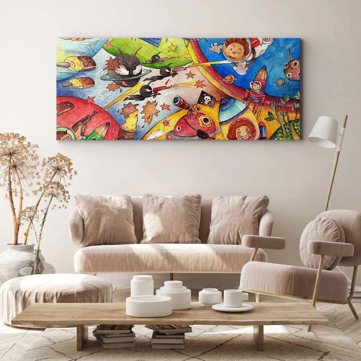 Bild auf Leinwand - Leinwandbild - Tolles Weltraumabenteuer - 90x30 cm