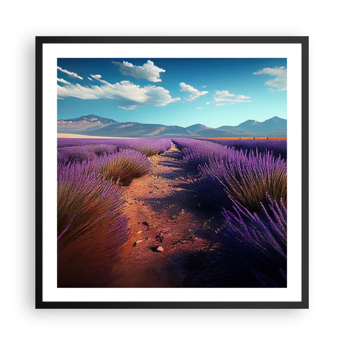 Poster in einem schwarzem Rahmen - Duftende Felder - 60x60 cm