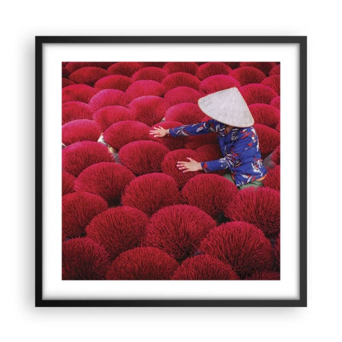 Poster in einem schwarzem Rahmen - Im Reisfeld - 50x50 cm