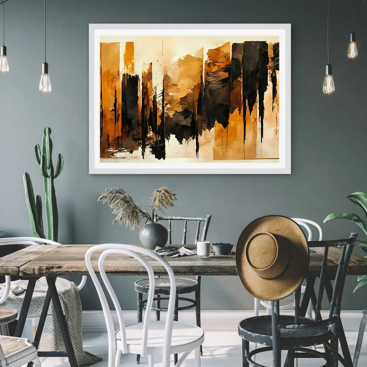 Poster in einem weißen Rahmen - Harmonie von Schwarz und Gold - 40x30 cm