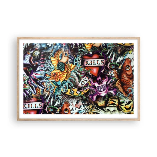 Poster in einem Rahmen aus heller Eiche - Der Traum des Tätowierers - 91x61 cm