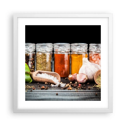 Poster in einem weißen Rahmen - Für einen Geschmack des Lebens - 40x40 cm