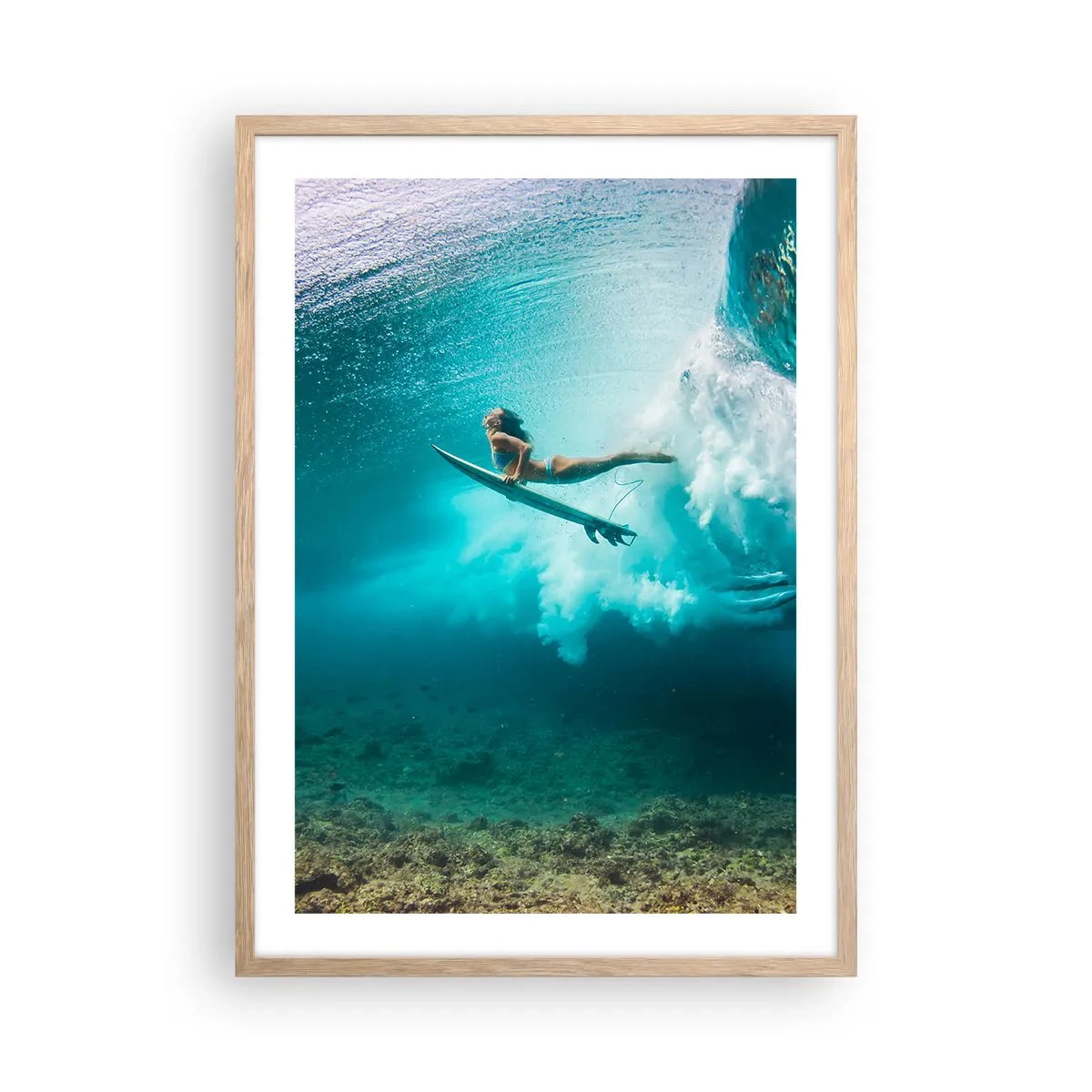 Poster in einem Rahmen aus heller Eiche - Unterwasserwelt - 50x70 cm