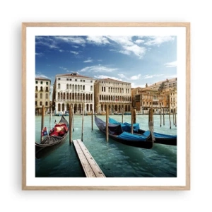 Poster in einem Rahmen aus heller Eiche - Paläste in Blau - 60x60 cm
