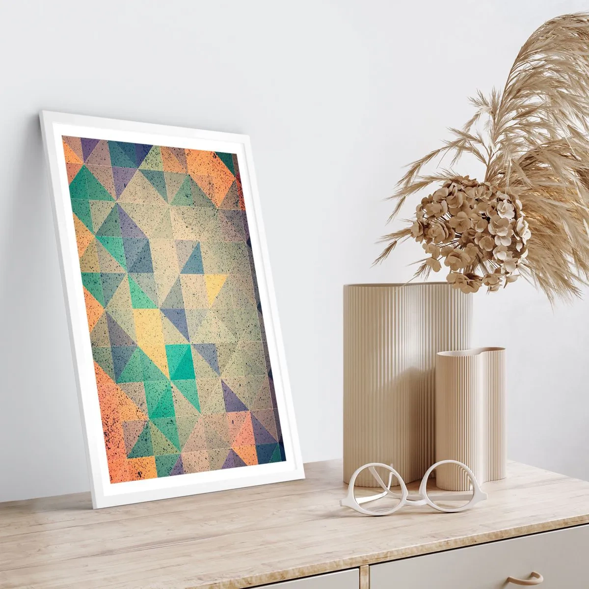 Poster in einem weißen Rahmen - Republik der Dreiecke - 61x91 cm