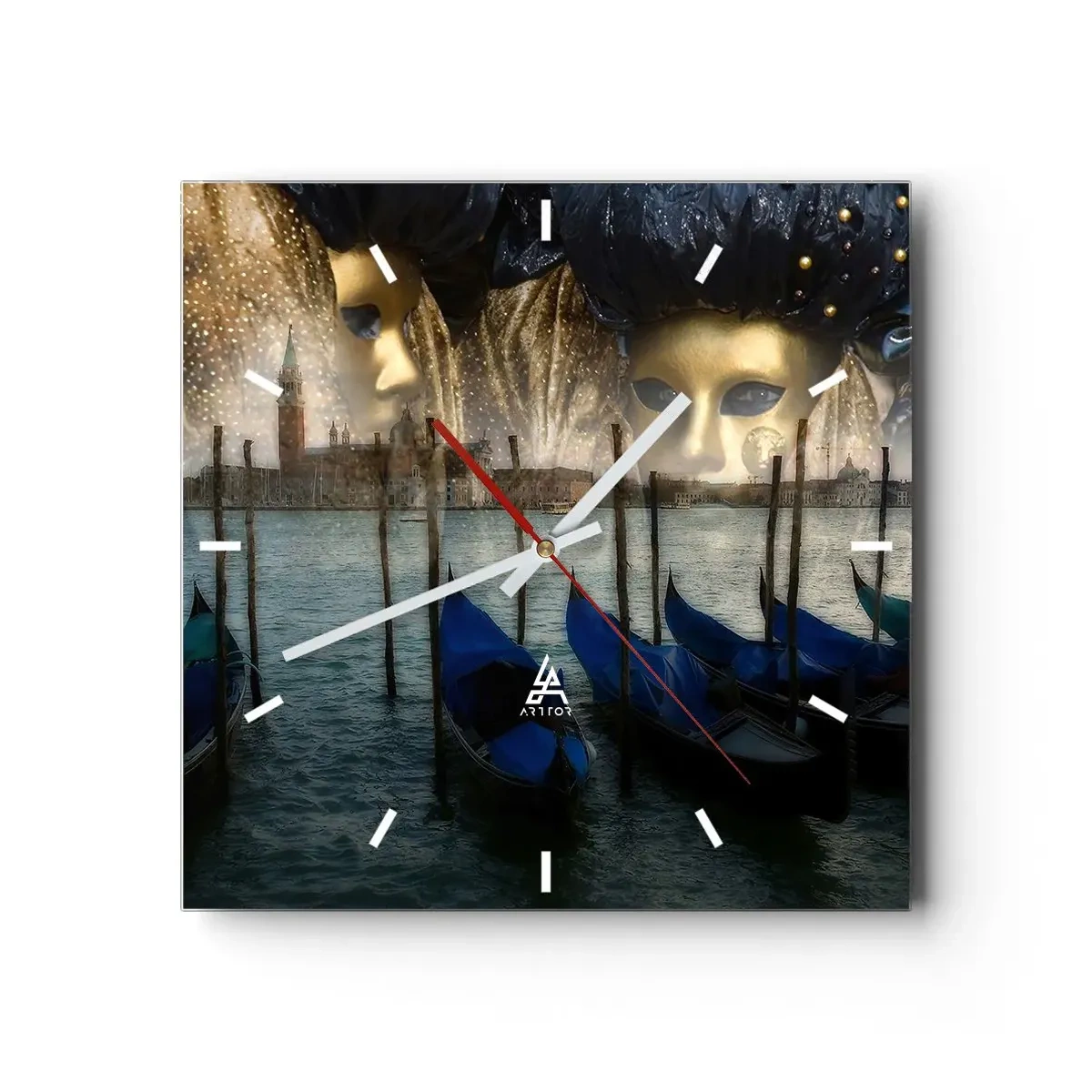 Wanduhr - Glasuhr - Es ist Zeit, den Karneval zu starten - 40x40 cm