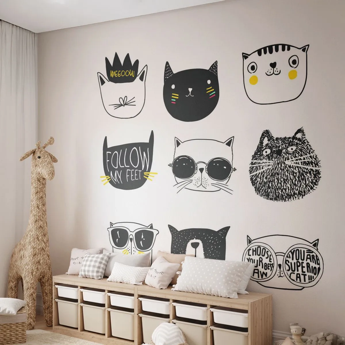 Selbstklebende Fototapete Deluxe Sticker - Jeder andere - Katze, Illustration, Grafik - 150x105 cm