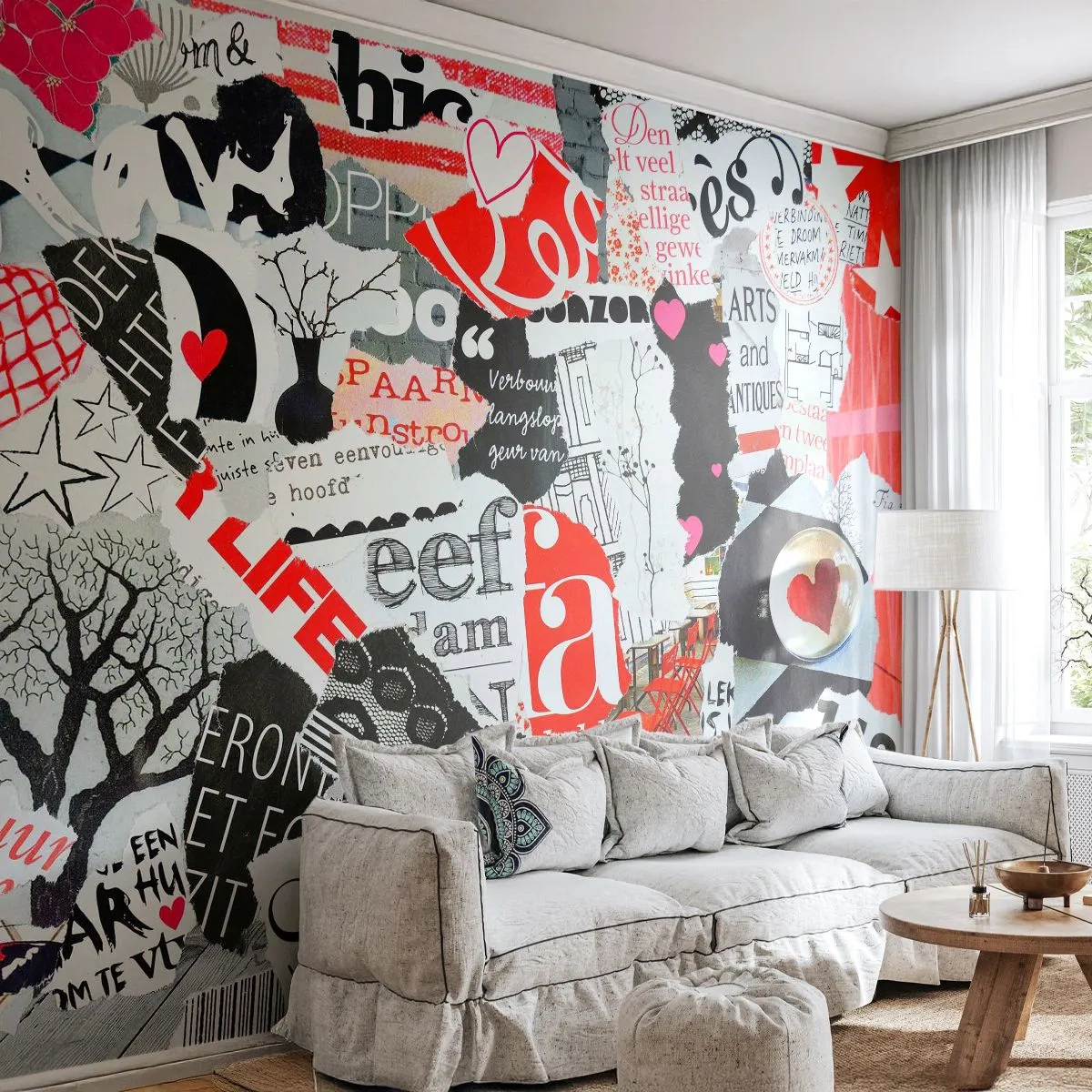 Fototapete Standard Eco - Hipster-Collage - Graffiti, Wandgemälde, Jahrgang - 200x140 cm