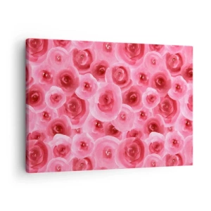 Bild auf Leinwand - Leinwandbild - Zarte Rosen in pastelligen Rosatönen - 70x50cm - Oben und unten Rosen - Moderne Wanddekoration für Wohnzimmer und Schlafzimmer ARTTOR