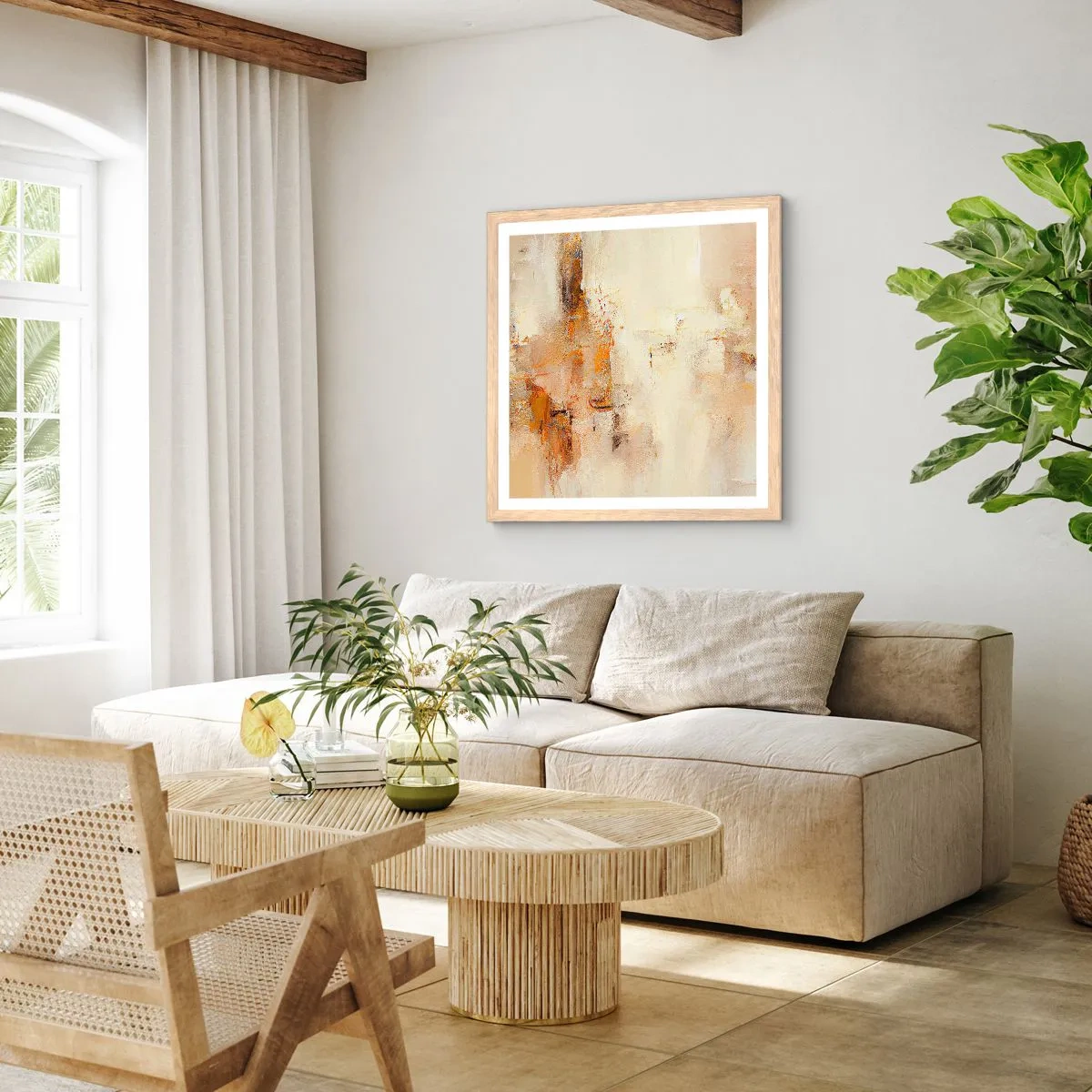 Poster in einem Rahmen aus heller Eiche - Seele aus Bernstein - 50x50 cm