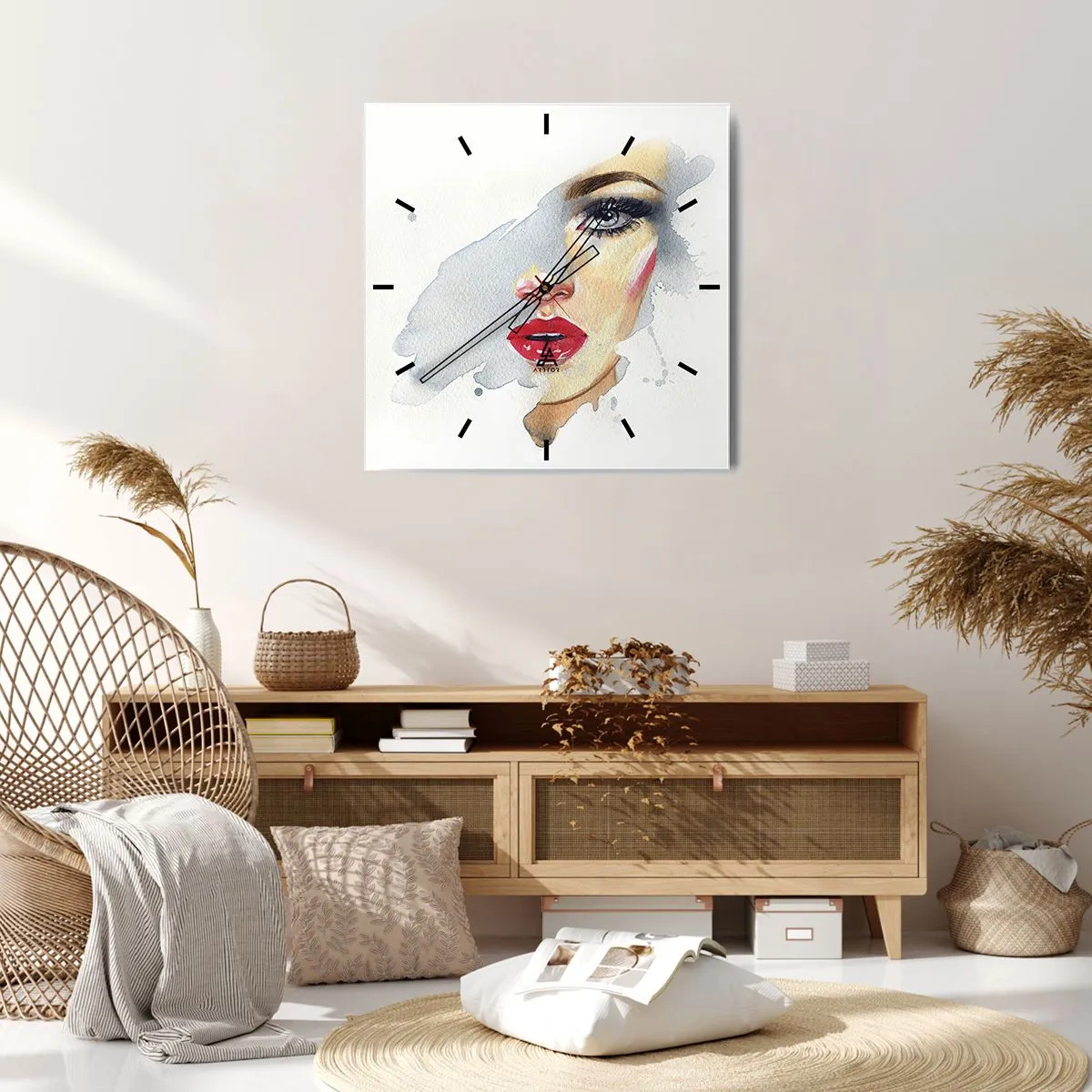 Wanduhr - Glasuhr - Abspiegeln in einem Wassertropfen - 30x30 cm