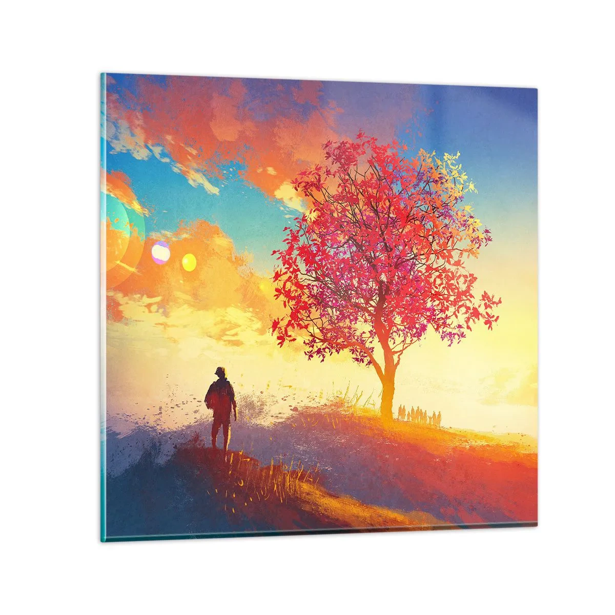 Glasbild - Bild auf glas - Pilger am Ziel - 40x40 cm