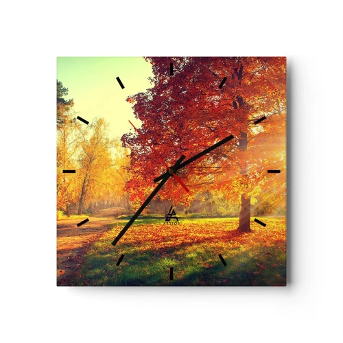 Wanduhr - Glasuhr - Herbstpark im Sonnenlicht - 30x30cm - Unhöflich ist schön - Moderne Wanddekoration für Wohnzimmer und Schlafzimmer ARTTOR