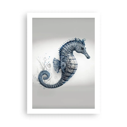 Poster - Detaillierte Darstellung eines Seepferdchens auf hellem Hintergrund - 50x70cm - Subtiler Witz der Natur - Moderne Wanddekoration für Wohnzimmer und Schlafzimmer ARTTOR