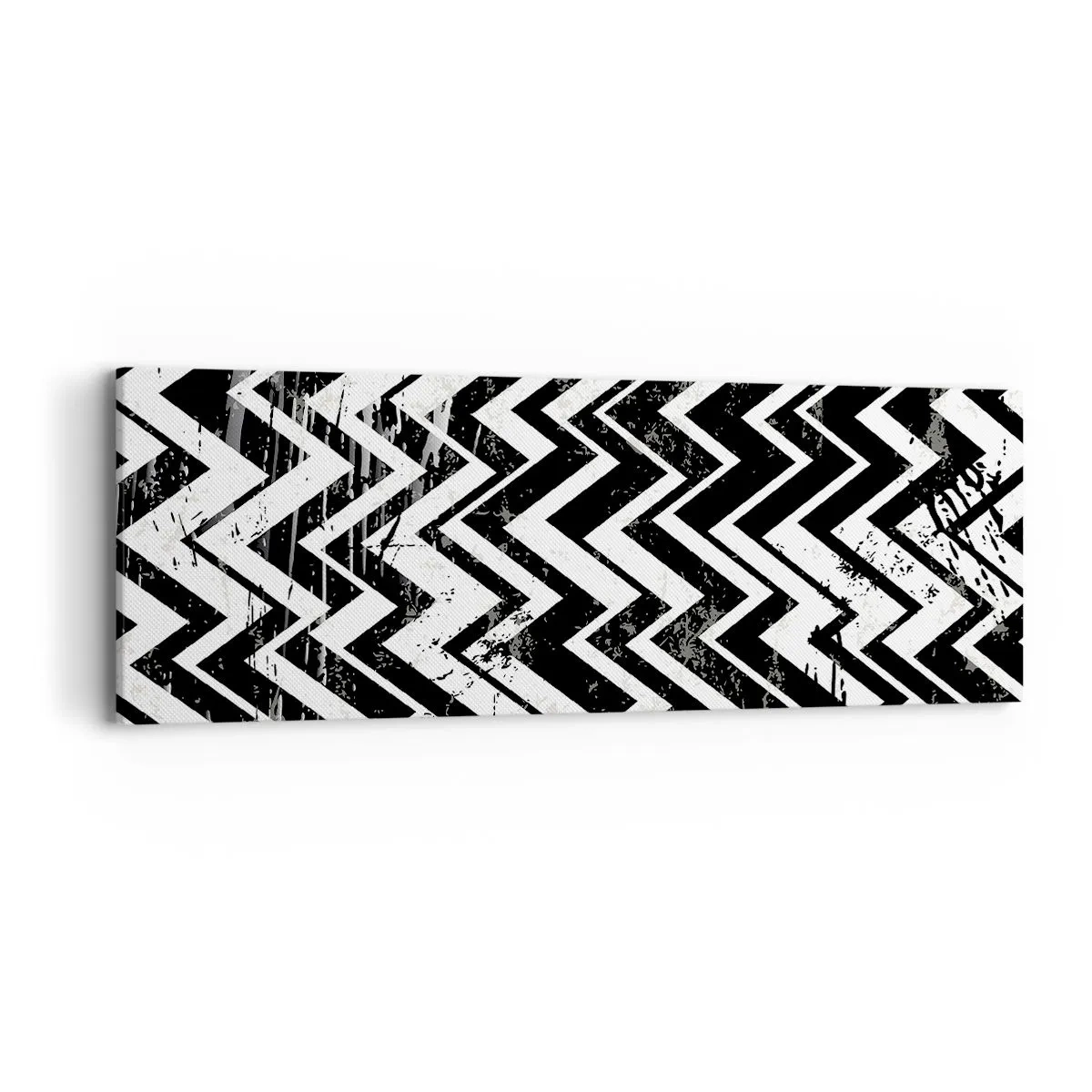 Bild auf Leinwand - Leinwandbild - Zick-weiß, Zack-schwarz - 90x30 cm