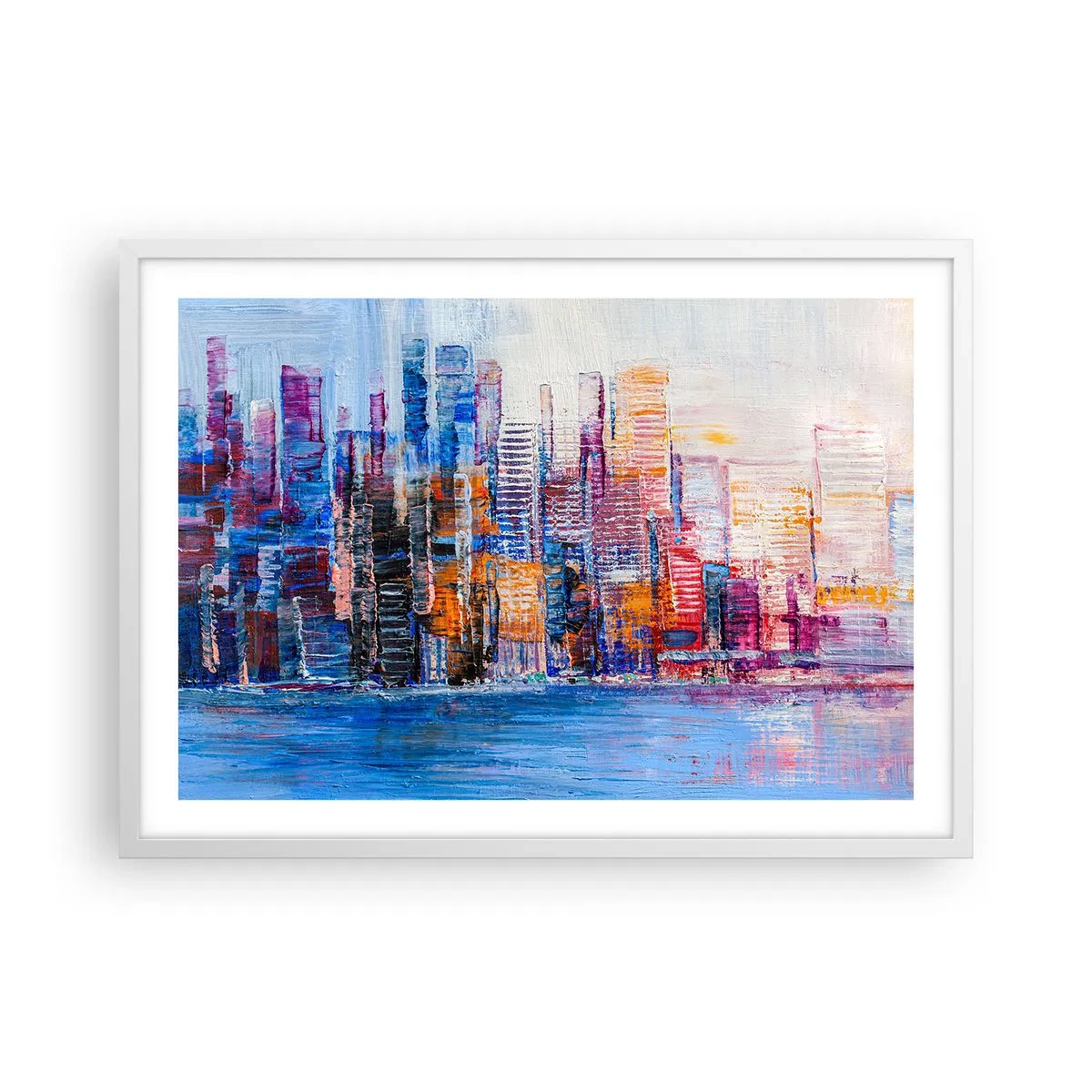 Poster in einem weißen Rahmen - Fröhliche Metropole - 70x50 cm