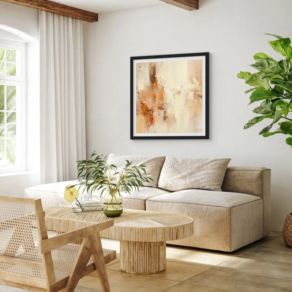 Poster in einem schwarzem Rahmen - Seele aus Bernstein - 40x40 cm