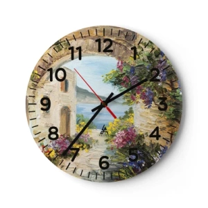Wanduhr - Glasuhr - Charme einer Küstenprovinz - 40x40 cm