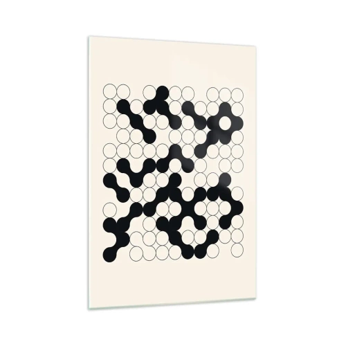 Glasbild - Bild auf glas - Schwarz-weiße Muster mit Kreisen auf hellem Hintergrund - 70x100cm - Chinesisches Spiel – Variation - Moderne Wanddekoration für Wohnzimmer und Schlafzimmer ARTTOR