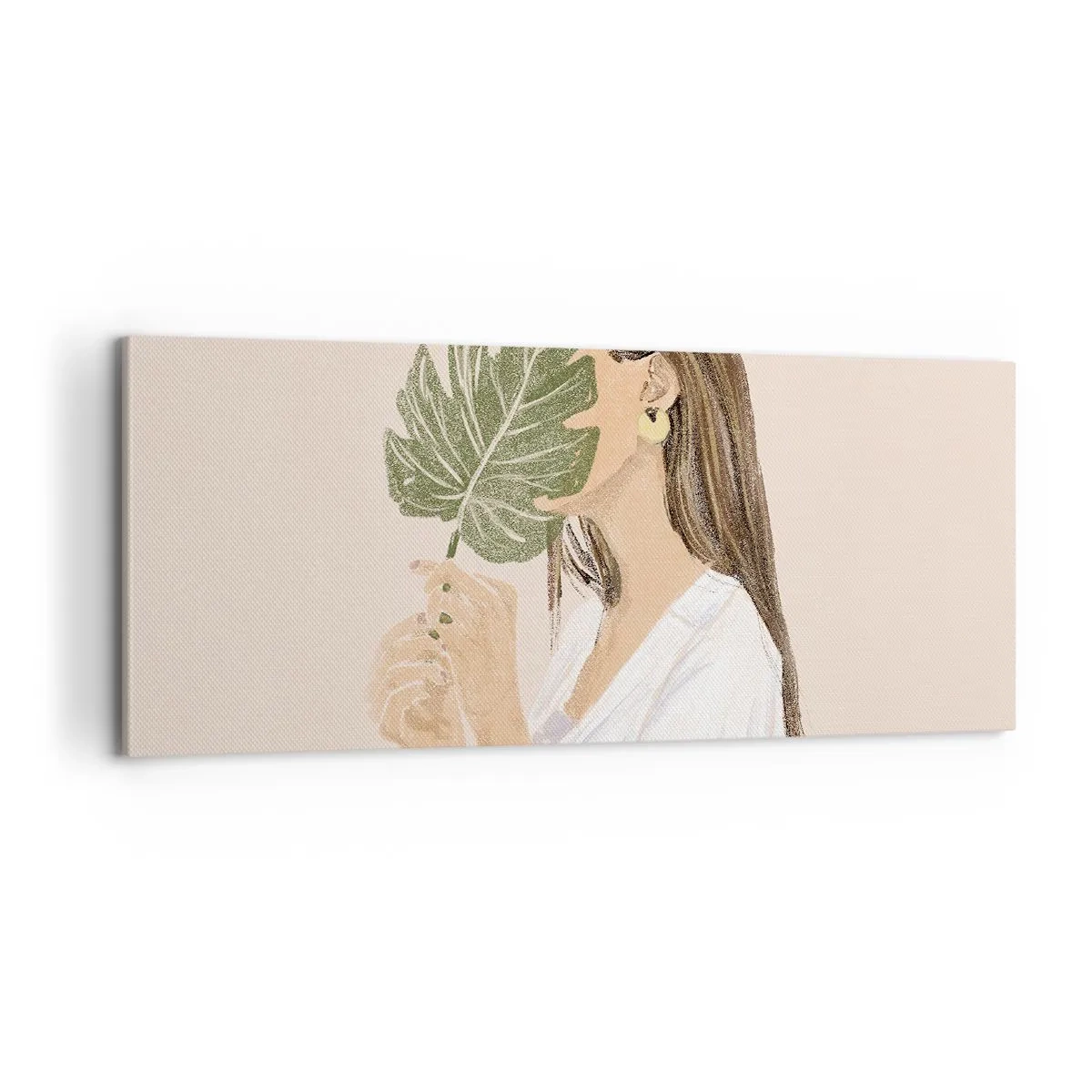 Bild auf Leinwand - Leinwandbild - Geheimnisvolles Porträt mit Fächer - 100x40 cm