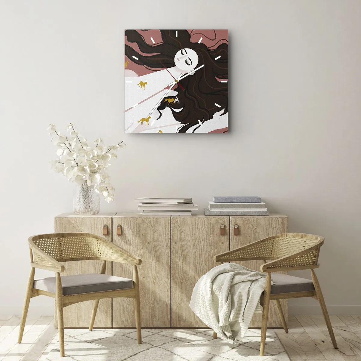 Wanduhr - Glasuhr - Traum von einem goldenen Pferd - 30x30 cm