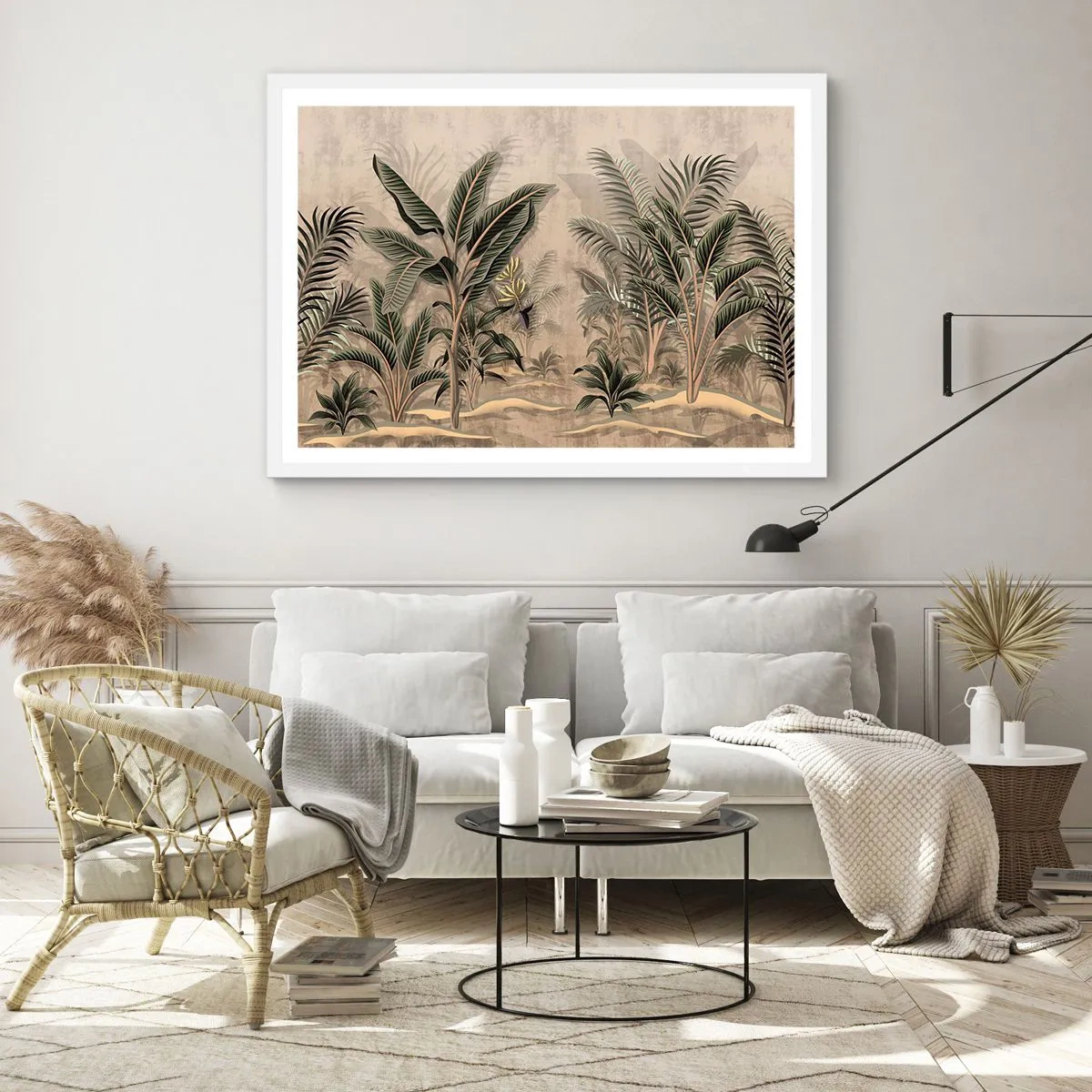 Poster in einem weißen Rahmen - Eine Gravur im Kolonialstil - 100x70 cm