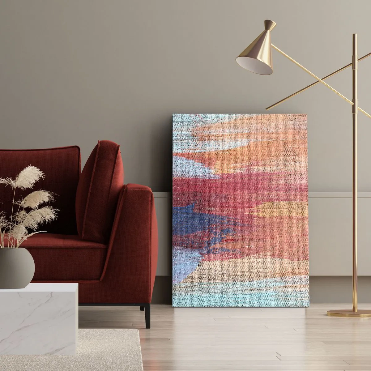 Bild auf Leinwand - Leinwandbild - Bunte abstrakte Pinselstriche - 50x70cm - Renne den Regenbogen hinunter - Moderne Wanddekoration für Wohnzimmer und Schlafzimmer ARTTOR