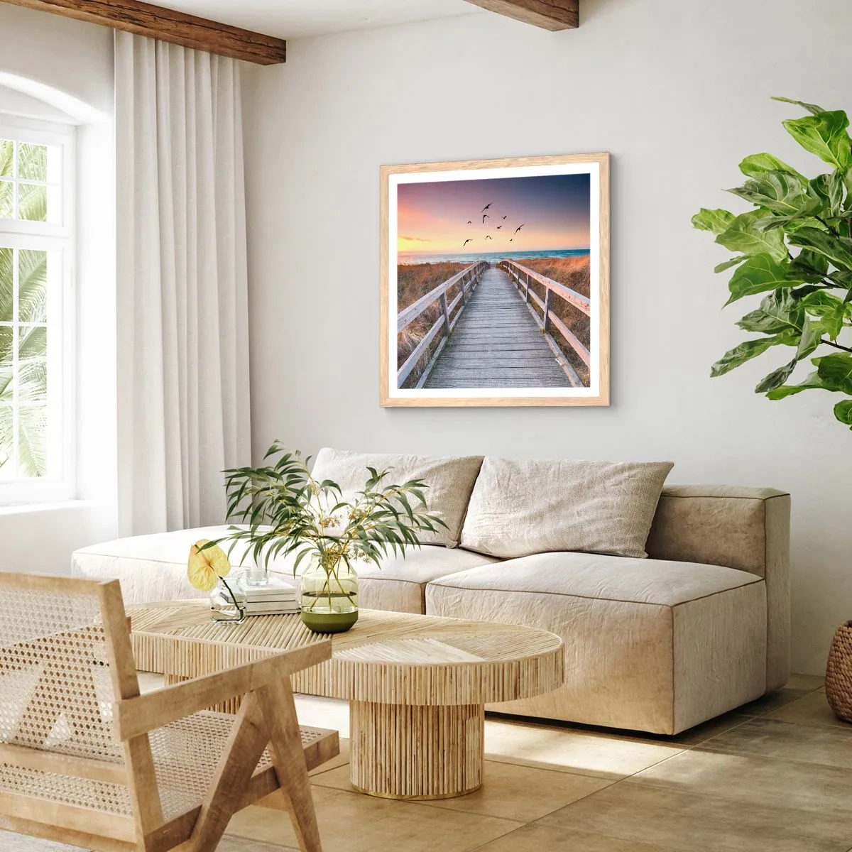 Poster in einem Rahmen aus heller Eiche - Der Raum für Auffliegen - 30x30 cm