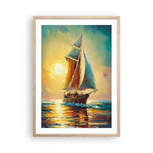 Poster in einem Rahmen aus heller Eiche - Unter vollem Segel - 50x70 cm