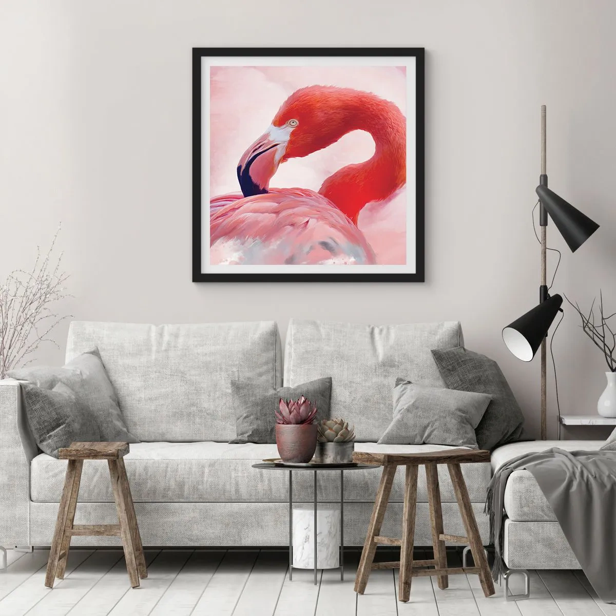 Poster in einem schwarzem Rahmen - Vogel Schönheit - 50x50 cm