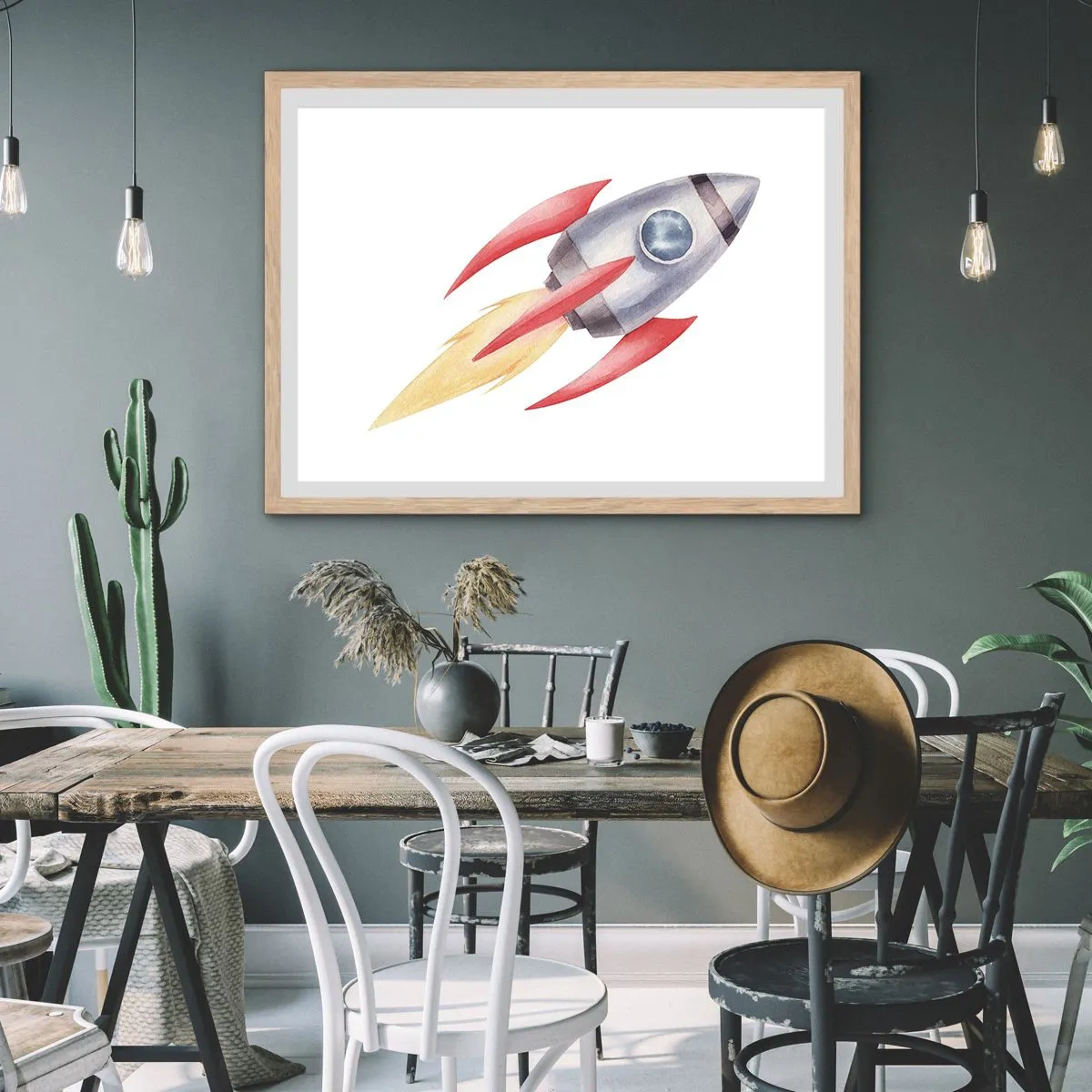 Poster in einem Rahmen aus heller Eiche - Höher, schneller, weiter - 40x30 cm