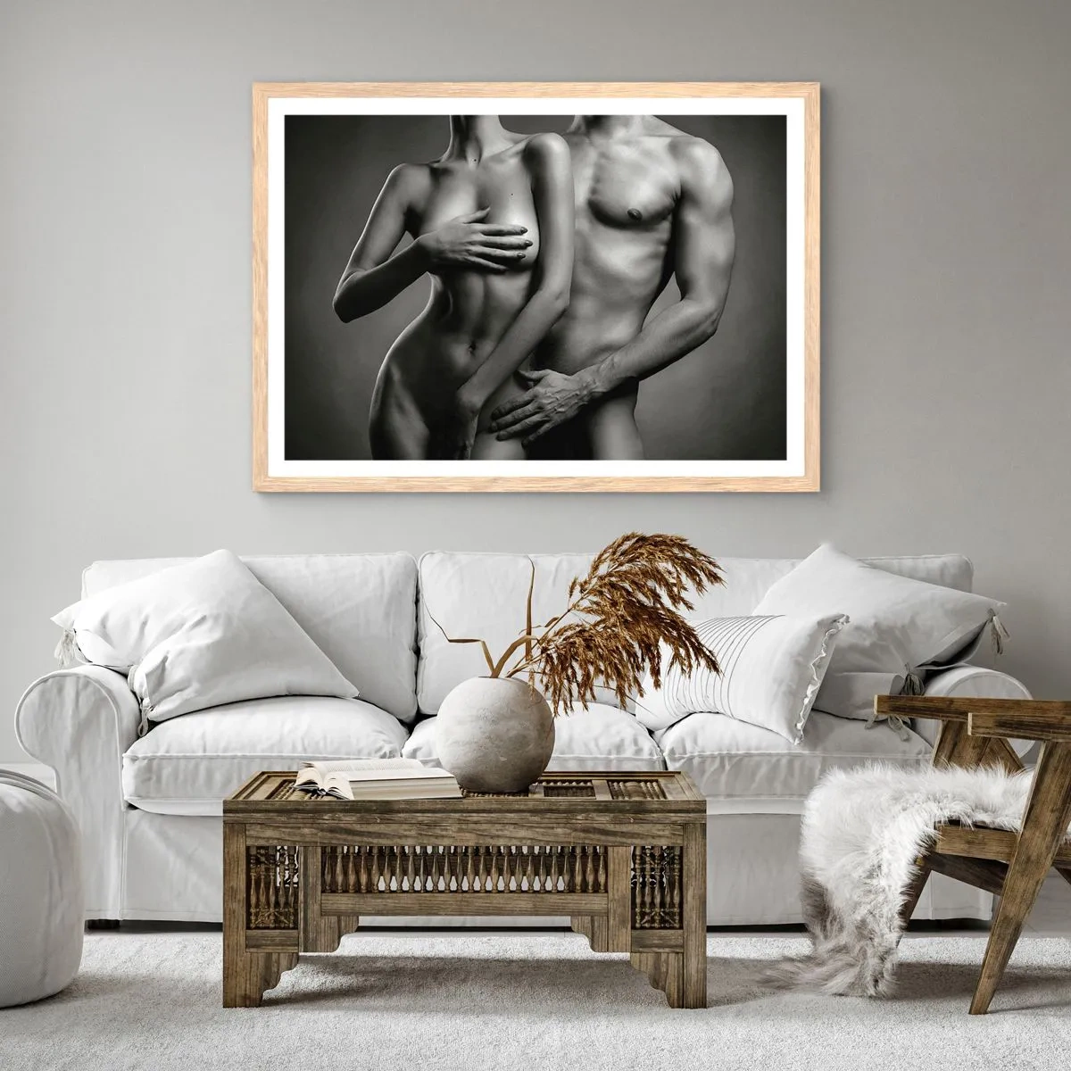 Poster in einem Rahmen aus heller Eiche - Adam und Ewa - 91x61 cm