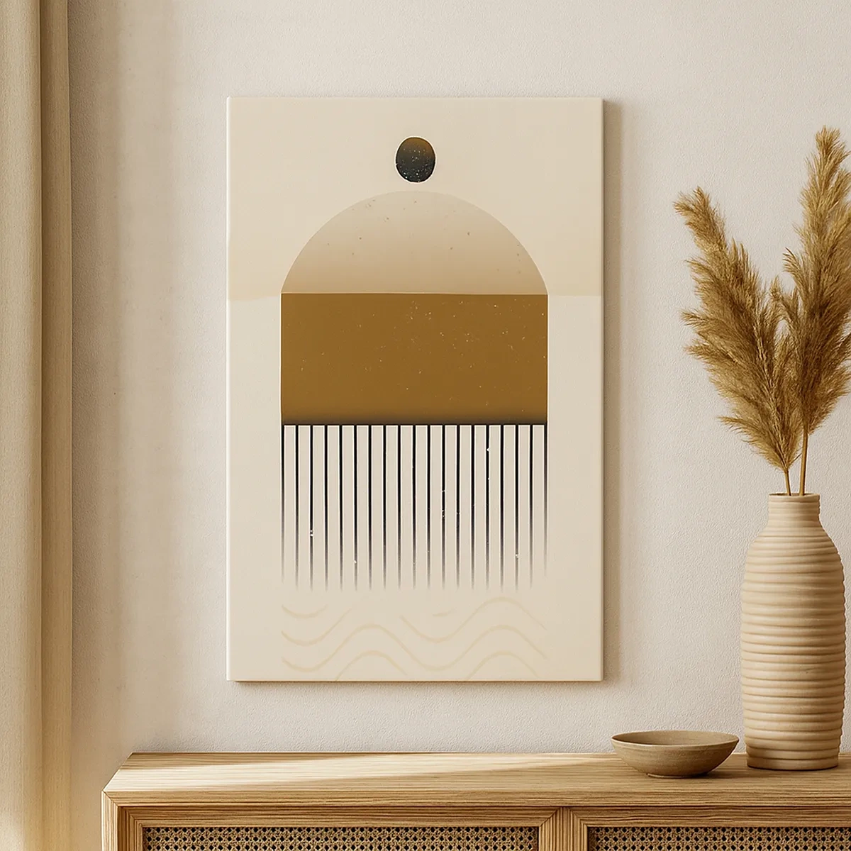 Bild auf Leinwand - Leinwandbild - Abstrakte geometrische Komposition in Beige- und Brauntönen - 50x70cm - Verschiedene Staaten - Moderne Wanddekoration für Wohnzimmer und Schlafzimmer ARTTOR