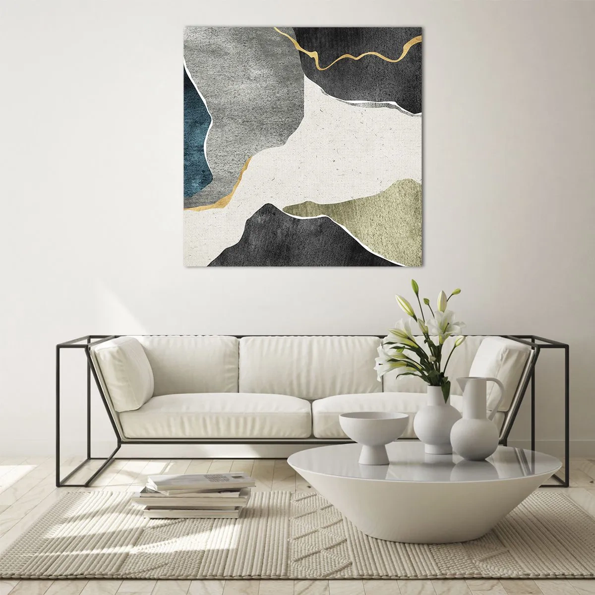 Glasbild - Bild auf glas - Mosaikkomposition mit Goldfaden - 40x40 cm