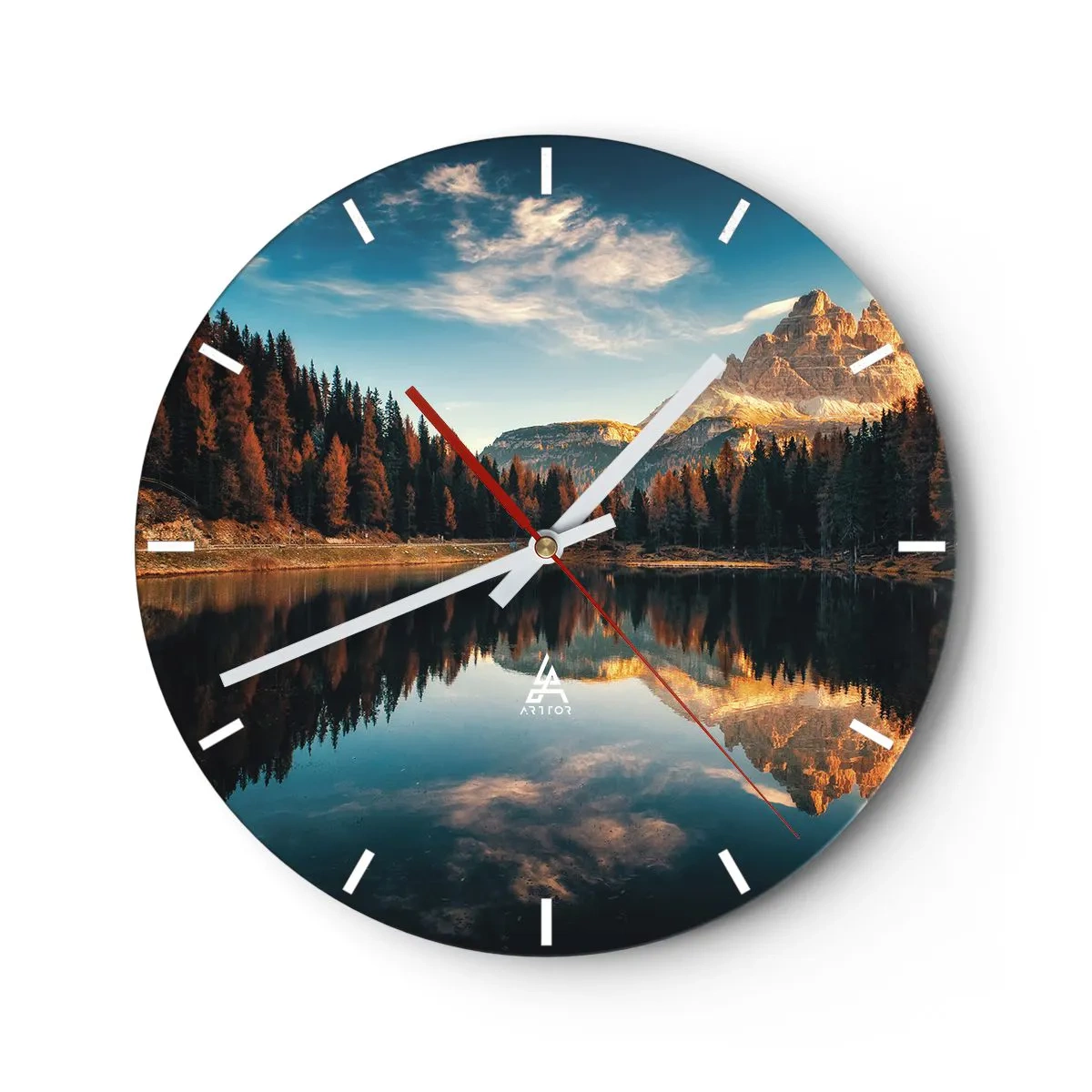 Wanduhr - Glasuhr - Doppelte Landschaft - 40x40 cm