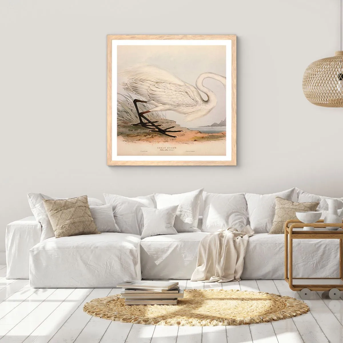 Poster in einem Rahmen aus heller Eiche - Dame auf den Binsen - 40x40 cm