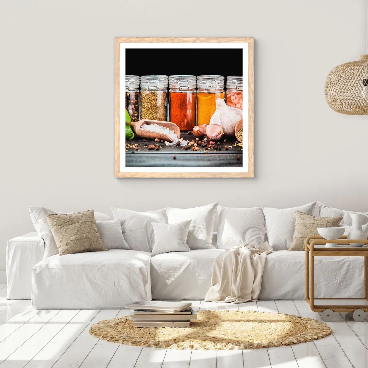 Poster in einem Rahmen aus heller Eiche - Für einen Geschmack des Lebens - 30x30 cm