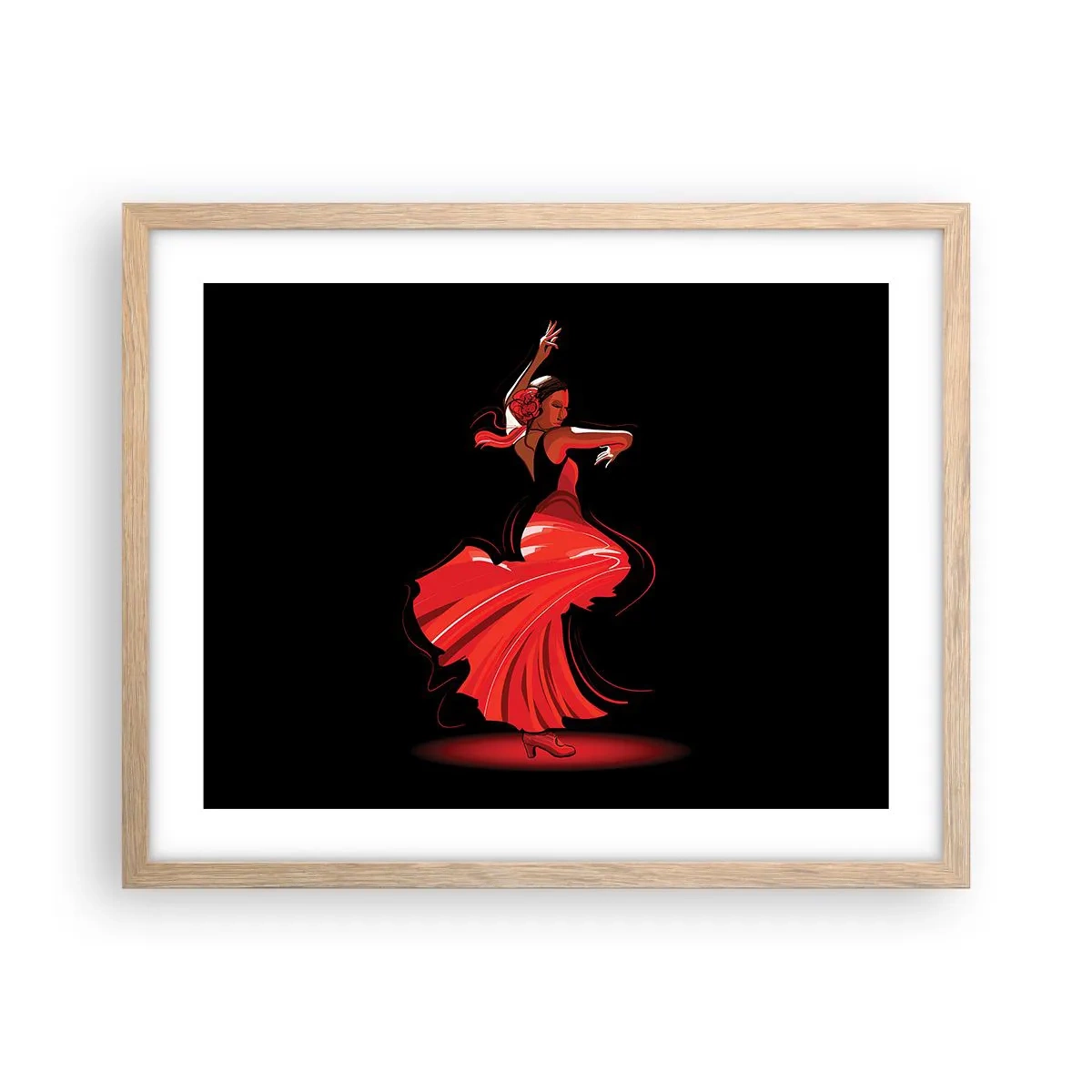 Poster in einem Rahmen aus heller Eiche - Der feurige Geist des Flamenco - 50x40 cm