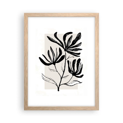 Poster in einem Rahmen aus heller Eiche - Skizze für das Herbarium - 30x40 cm