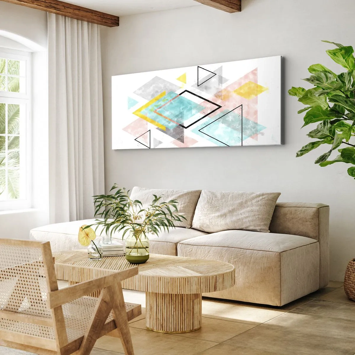 Bild auf Leinwand - Leinwandbild - Geometrisches Spiel - 90x30 cm