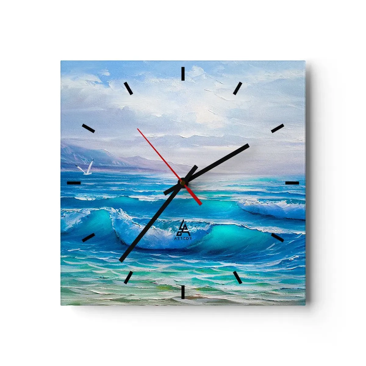 Wanduhr - Glasuhr - Eine malerische Meereslandschaft mit Wellen und blauem Himmel - 30x30cm - Es bringt Erleichterung - Moderne Wanddekoration für Wohnzimmer und Schlafzimmer ARTTOR