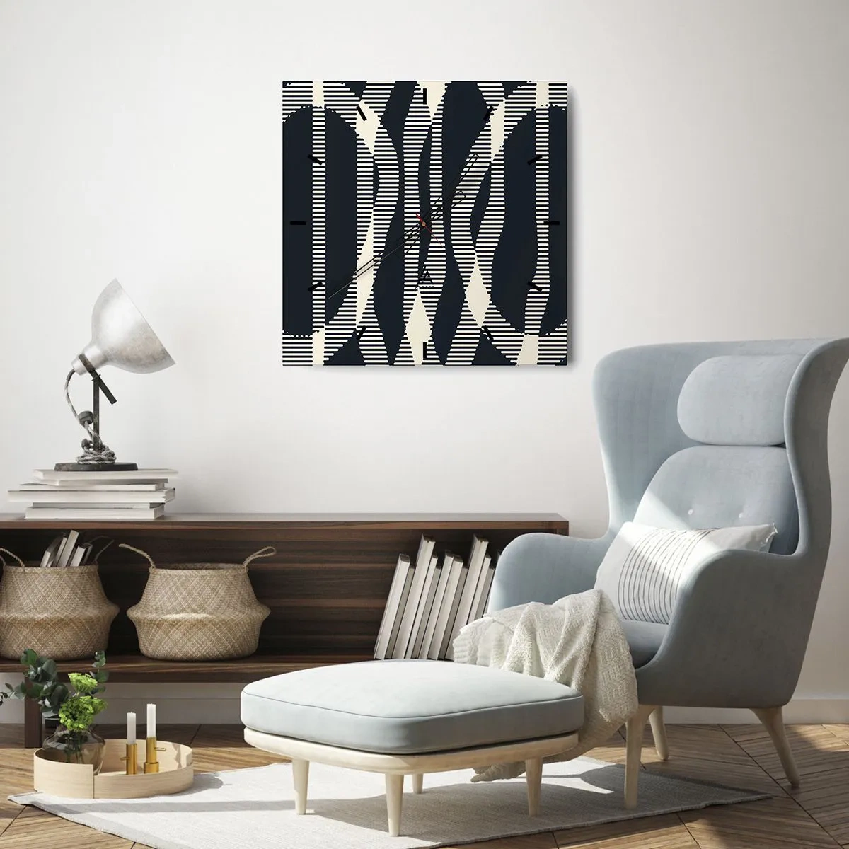 Wanduhr - Glasuhr - Ein Versuch, die Dunkelheit zu durchbrechen - 40x40 cm