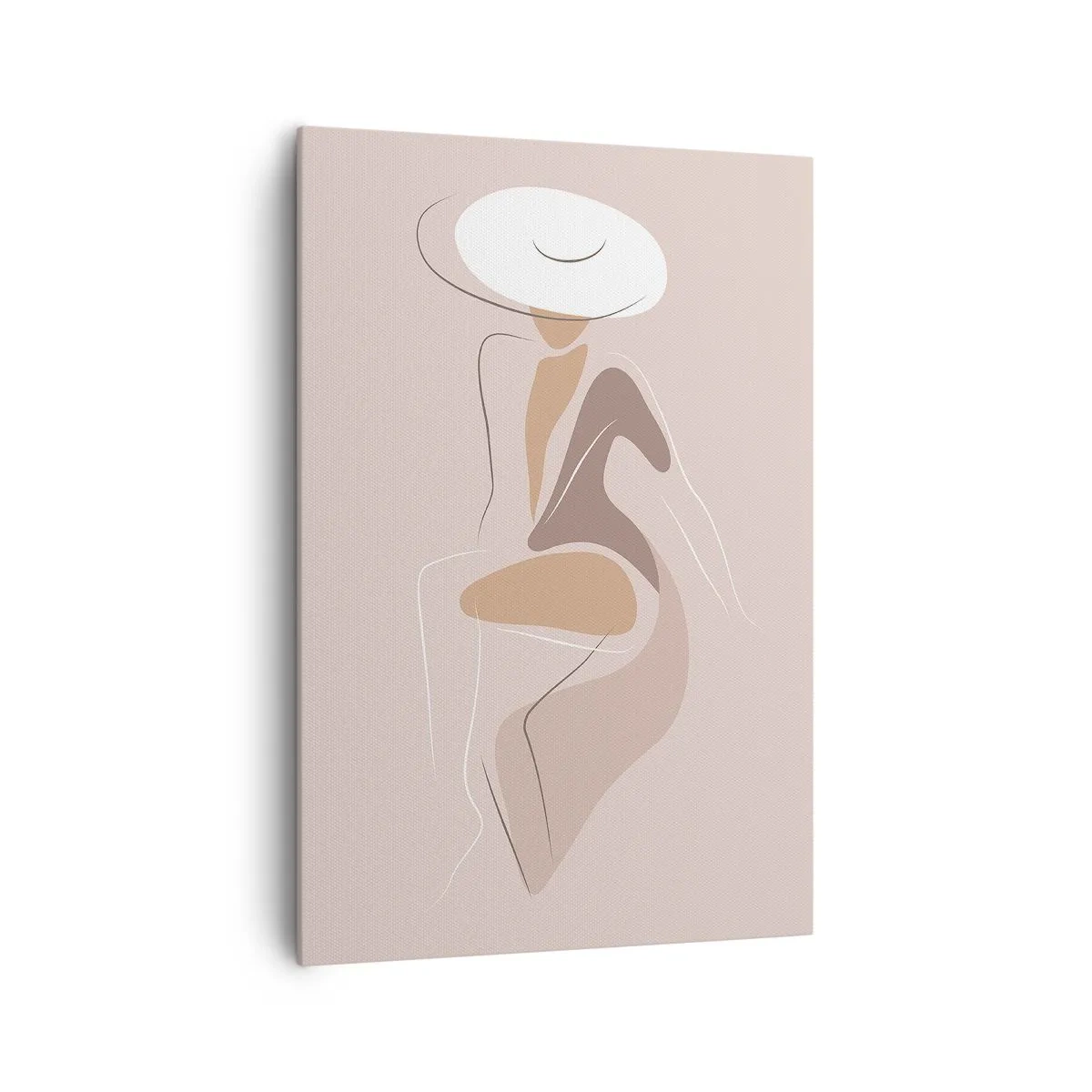Bild auf Leinwand - Leinwandbild - Minimalistische Silhouette einer Frau mit Hut - 70x100cm - Eine Dame sein - Moderne Wanddekoration für Wohnzimmer und Schlafzimmer ARTTOR