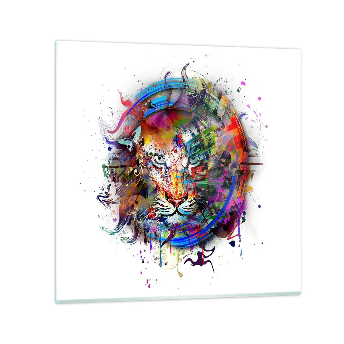 Glasbild - Bild auf glas - Es lauert hinter einem Regenbogenschleier - 50x50 cm