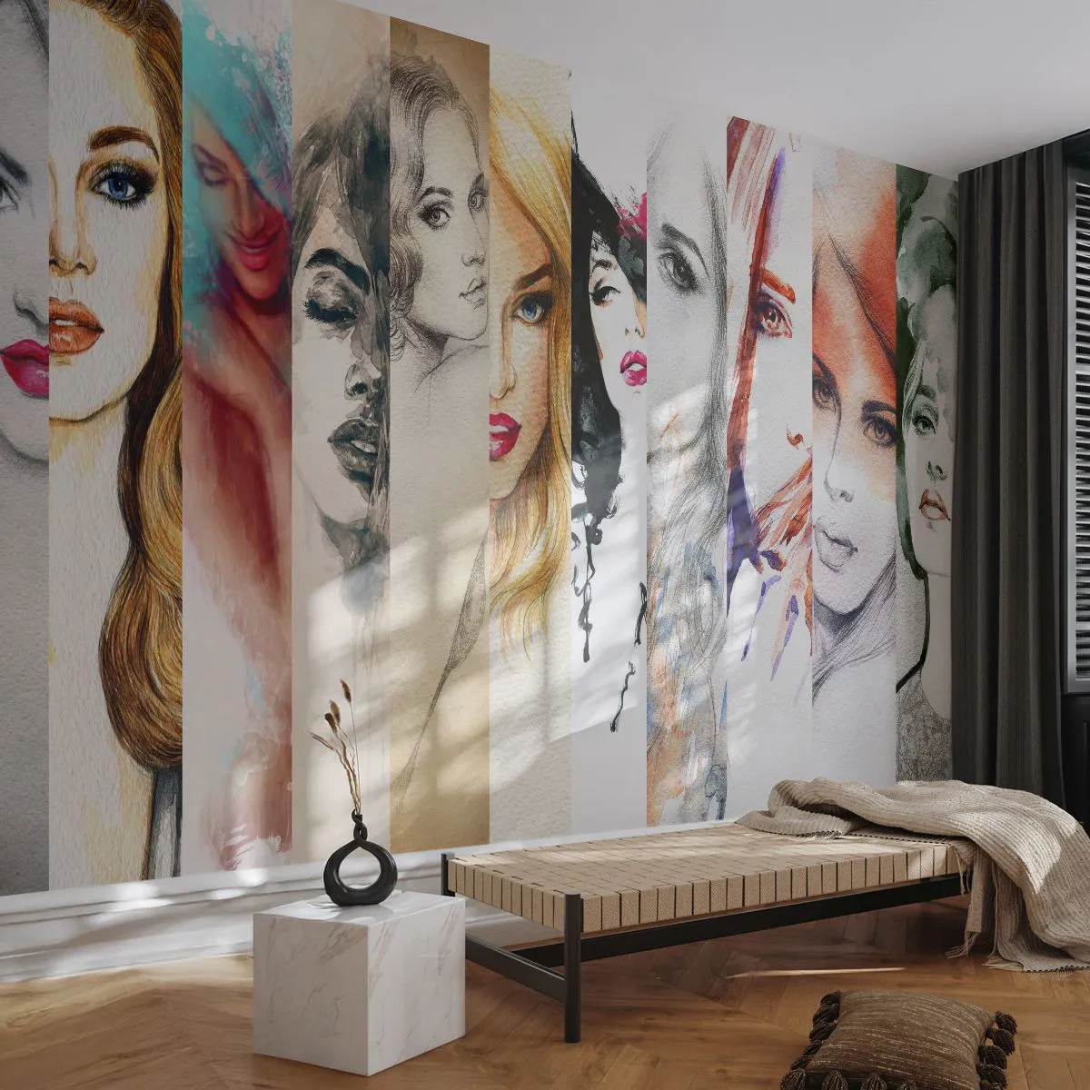 Fototapete Premium Sand - Und es ist immer DU - Frau, Das Gesicht einer Frau, Porträt - 250x175 cm