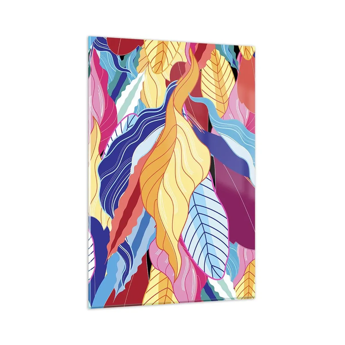 Glasbild - Bild auf glas - Kräftig gefärbte Blätter schaffen eine dynamische Komposition - 80x120cm - Buntes Durcheinander - Moderne Wanddekoration für Wohnzimmer und Schlafzimmer ARTTOR